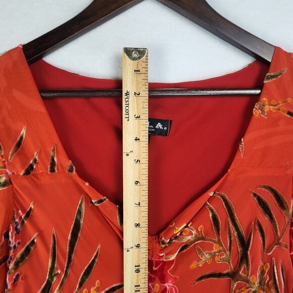 Gala Collection Red Floral Velvet Burnout Dress  Women’s SZ M Vintage 1990’s - Picture 12 of 15